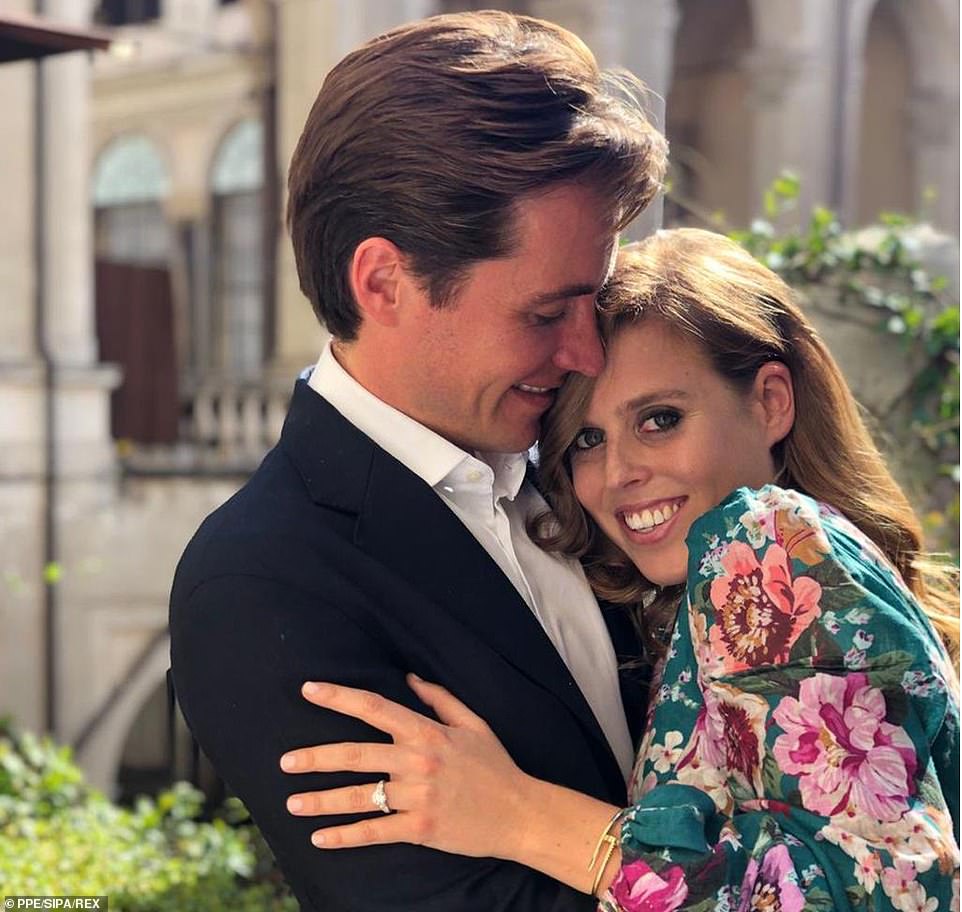 Princess Beatrice (pictured right), 31, got married to Edoardo Mapelli Mozzi (left), 37, on Friday in the first ‘secret’ royal wedding for 235 years