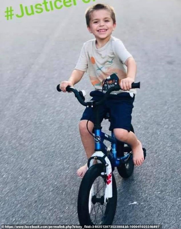 Cannon Hinnant, 5, was riding his bike in front of his father