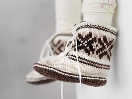Скандинавские вязаные носки на 5 спицах для новорожденных и малышей