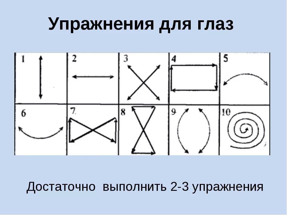 Схема упражнений для глаз