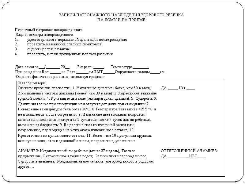 Первый дородовый патронаж образец заполнения готовый