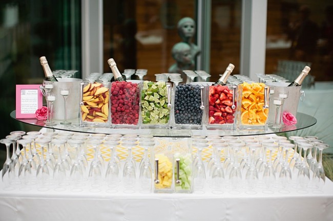 make your own fruity cocktail at wedding reception 