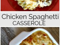 pinterest collage image for chicken spaghetti casserole