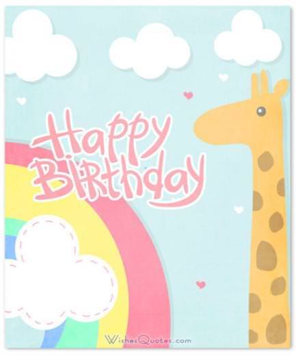 Cute Card with Birthday Wishes for Baby Girl